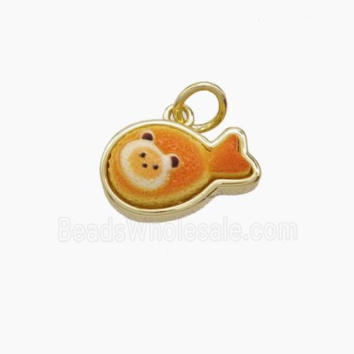 Copper Pendant Pave Resin bead, Gold Plated