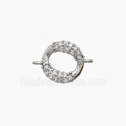 Copper O-Rings Connector Pave Zirconia Circle Platinum Plated
