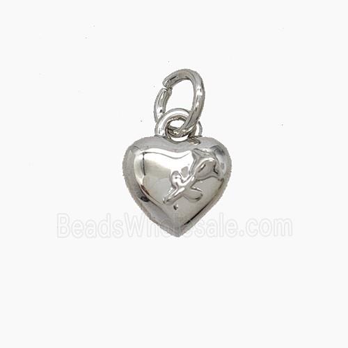 Copper Heart Pendant Flower Platinum Plated