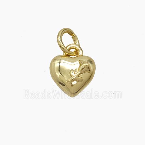Copper Heart Pendant Flower Gold Plated