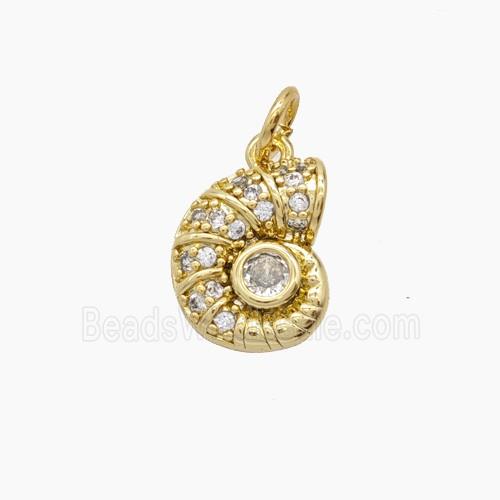 Copper Pendant Pave Zircon, Gold Plated