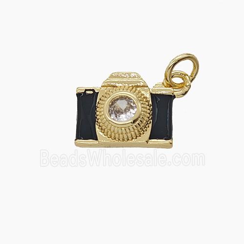 Enamel Copper Pendant Pave Zircon, Gold Plated