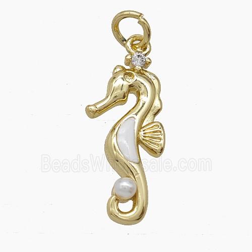 Enamel Copper Pendant Pave Zircon, Gold Plated