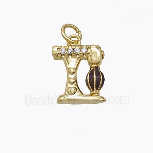 Enamel Copper Pendant Pave Zircon, Gold Plated
