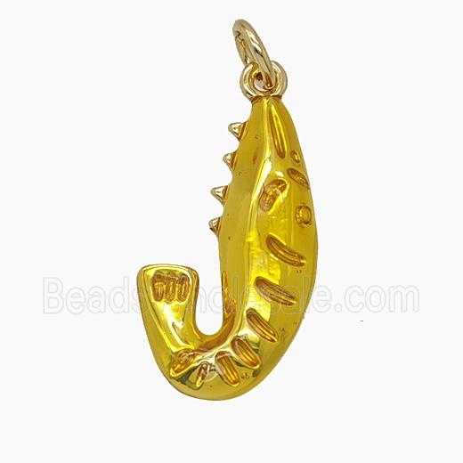 Copper Shrimp Pendant Yellow Painted Gold Plated