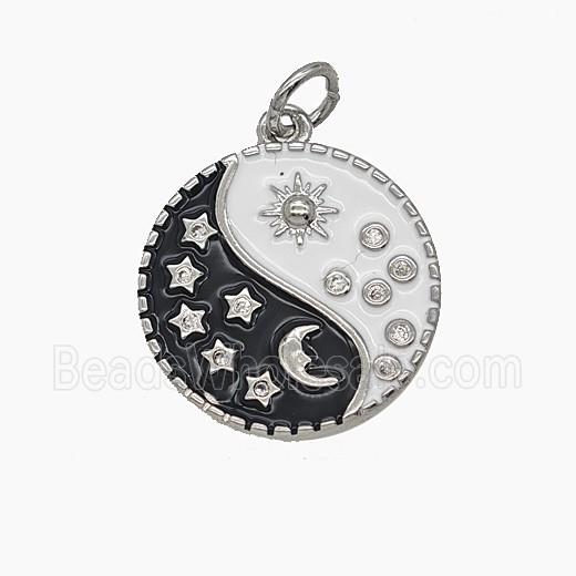 Enamel Copper Pendant Pave Zircon, Gold Plated