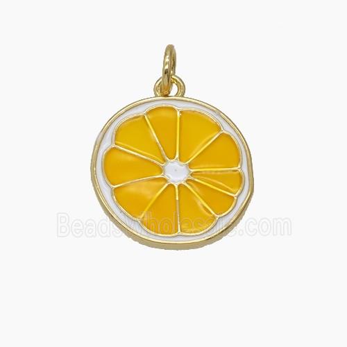 Enamel Copper Pendant Pave Zircon, Gold Plated