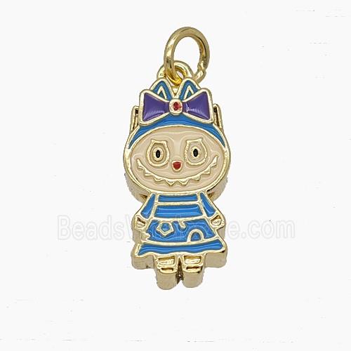 Enamel Copper Pendant Pave Zircon, Gold Plated