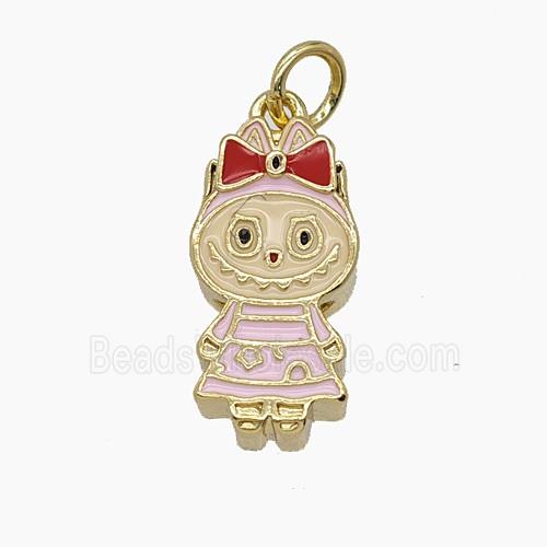 Enamel Copper Pendant Pave Zircon, Gold Plated