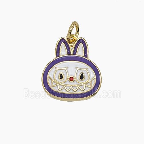 Enamel Copper Pendant Pave Zircon, Gold Plated
