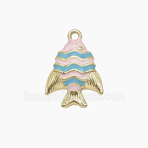 Enamel Copper Pendant, Gold Plated