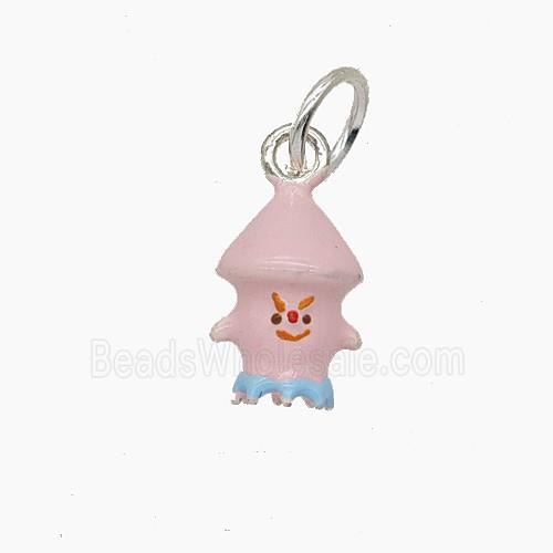 Enamel Copper Pendant, Silver Plated