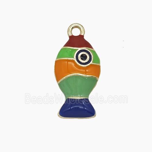 Enamel Copper Pendant, Gold Plated