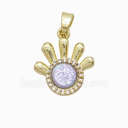 Copper Pendant Pave Resin Bead, Gold Plated