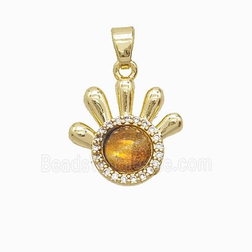 Copper Pendant Pave Resin Bead, Gold Plated