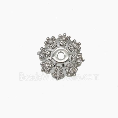Copper Beadcaps Pave Zirconia Platinum Plated