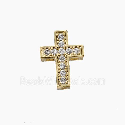 Copper Cross Beads Micropave Zirconia Gold Plated