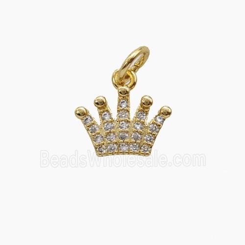 Copper Crown Pendant Pave Zirconia Gold Plated