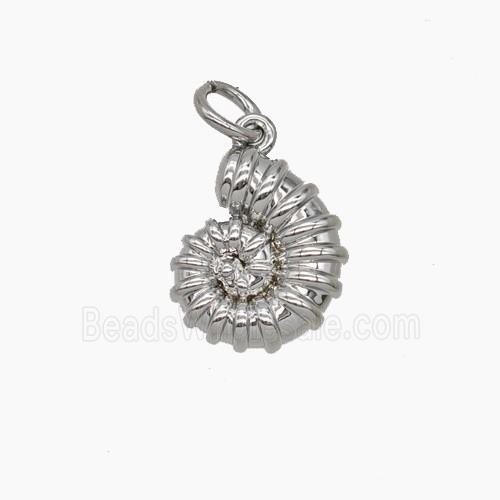 Copper Spiral Shell Pendant Platinum Plated