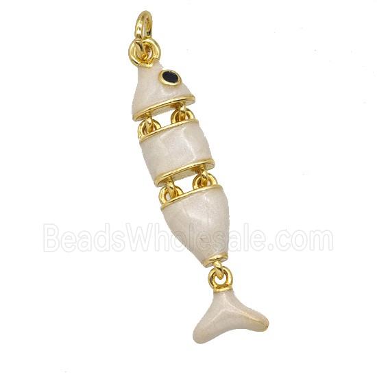 Copper Fish Pendant White Enamel Gold Plated