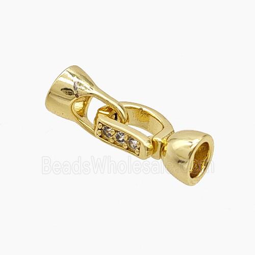 Copper Cordend Clasp Pave Zirconia Gold Plated