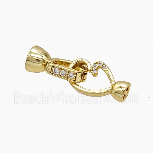 Copper Cordend Clasp Pave Zirconia Gold Plated