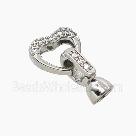 Copper Cordend Clasp Pave Zirconia Platinum Plated