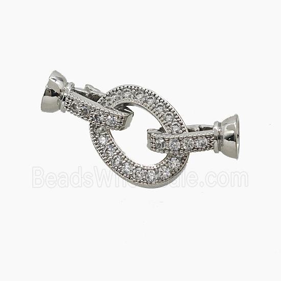 Copper Cordend Clasp Pave Zirconia Platinum Plated