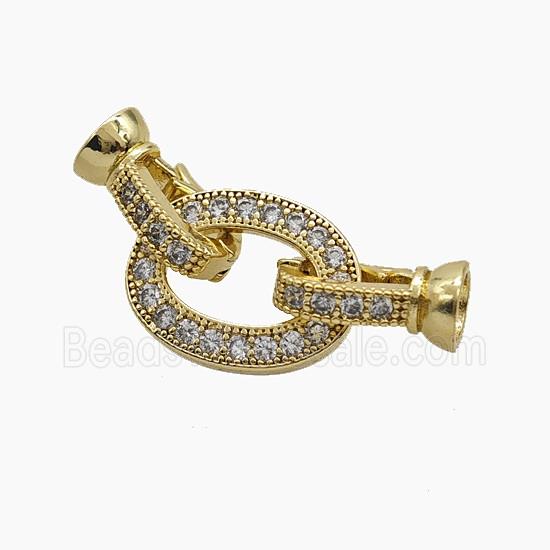Copper Cordend Clasp Pave Zirconia Gold Plated