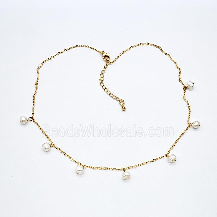 Copper Necklace With Pearl Gold Plated