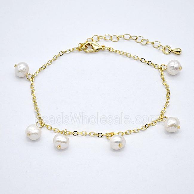 Copper Bracelet With Pearl Gold Plated