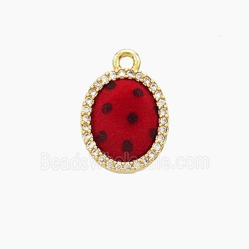 Copper Oval Pendant Pave Zirconia Resin Gold Plated