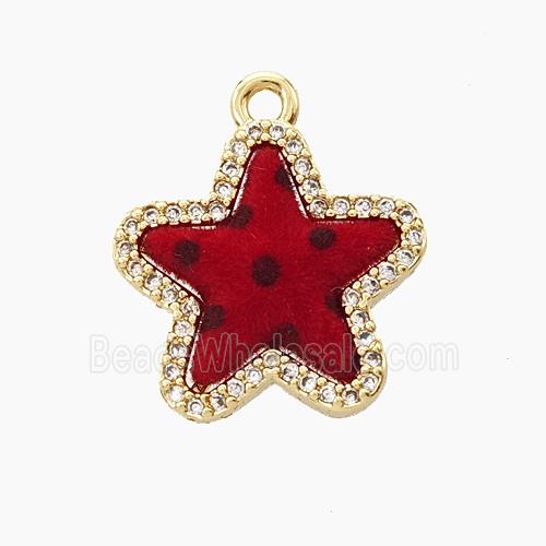 Copper Star Pendant Pave Zirconia Resin Gold Plated