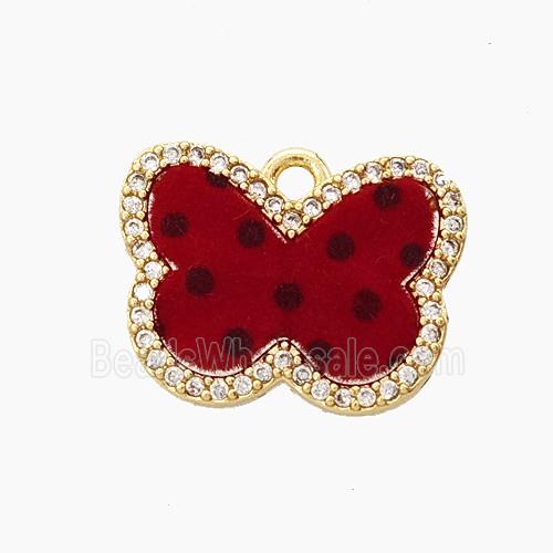 Copper Butterfly Pendant Pave Zirconia Resin Gold Plated