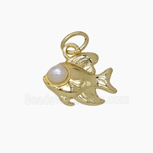 Copper Fish Pendant Pave Resin Gold Plated