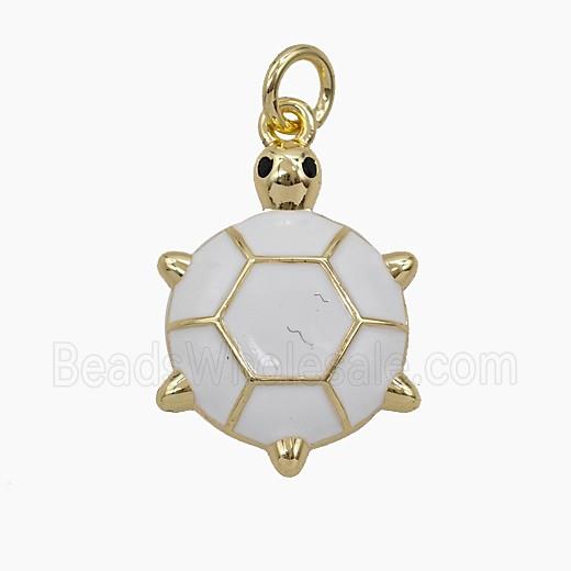 Copper Tortoise Pendant White Enamel Gold Plated