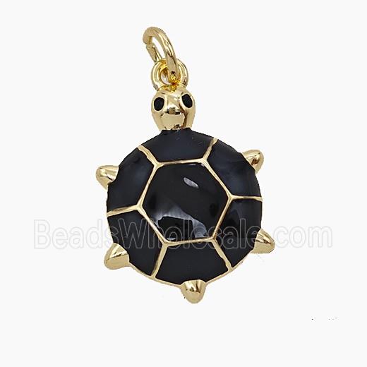 Copper Tortoise Pendant Black Enamel Gold Plated