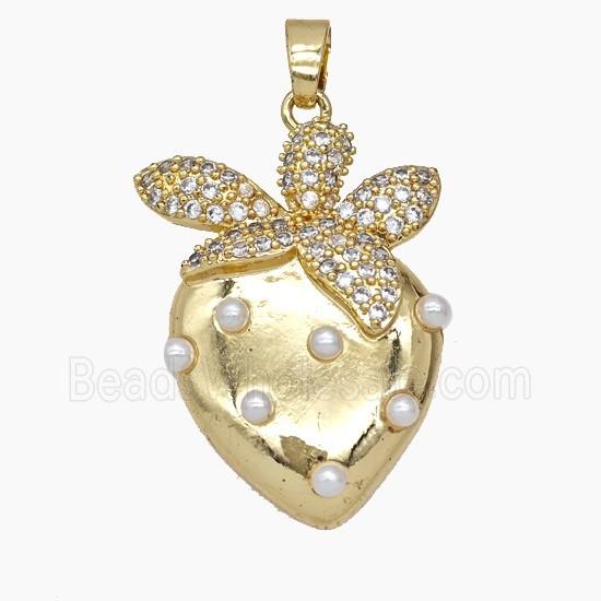Copper Strawberry Pendant Pave Zirconia Resin Gold Plated