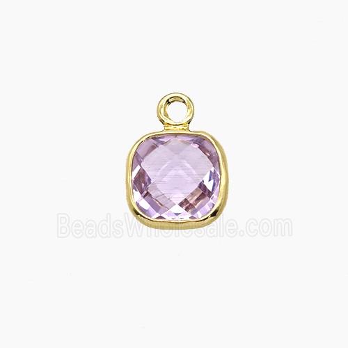 Lt.purple Crystal Glass Square Pendant