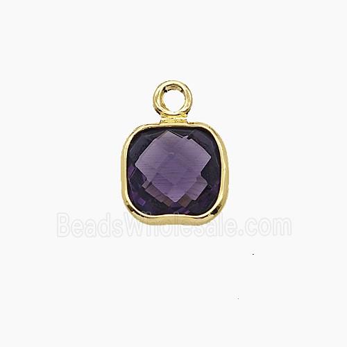 Purple Crystal Glass Square Pendant