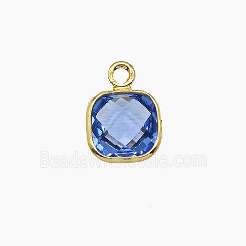 Blue Crystal Glass Square Pendant