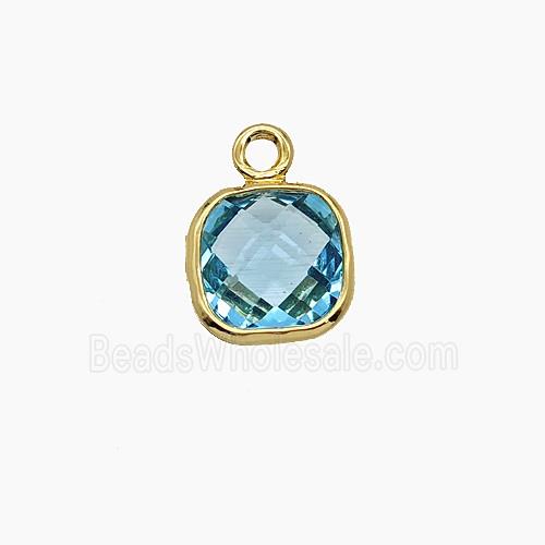 Aqua Crystal Glass Square Pendant