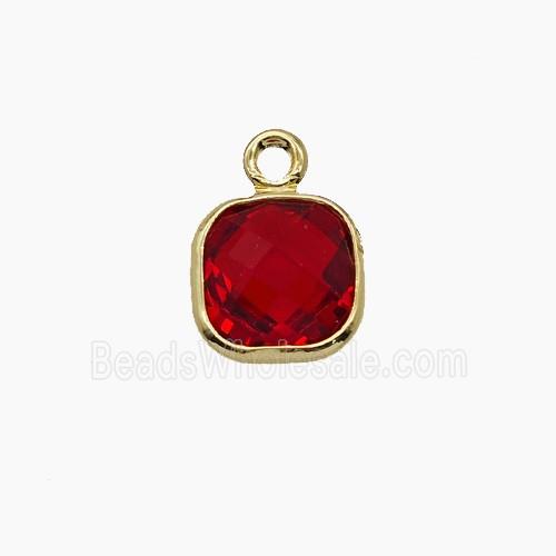 Red Crystal Glass Square Pendant