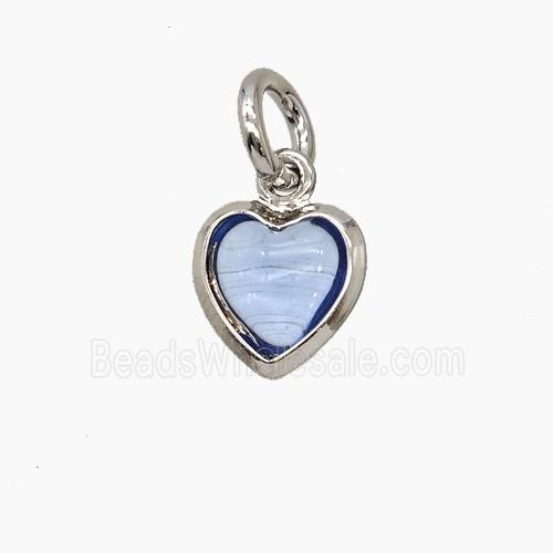 Blue Catseye Glass Heart Pendant