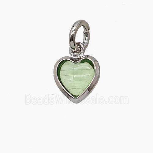 Green Catseye Glass Heart Pendant