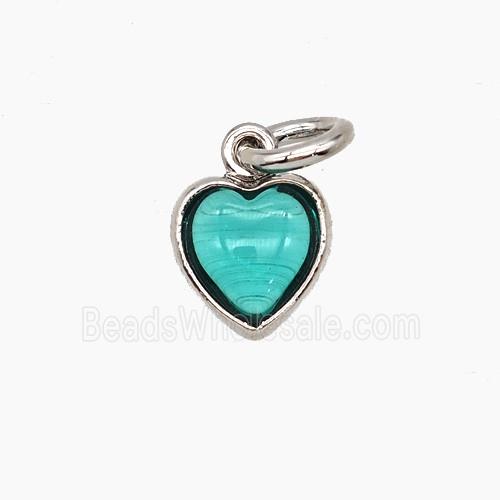 Teal Catseye Glass Heart Pendant