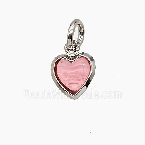 Pink Catseye Glass Heart Pendant