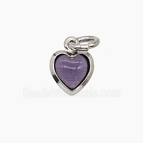 Purple Catseye Glass Heart Pendant