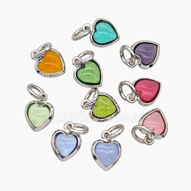 Catseye Glass Heart Pendant Mixed