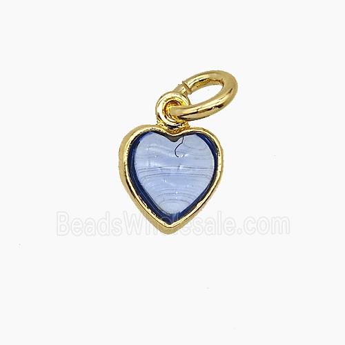 Blue Catseye Glass Heart Pendant